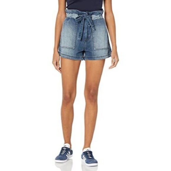 Hudson Jeans Women's Belted Cinched Waist Jean Short, Heatwave, Blue Size 28